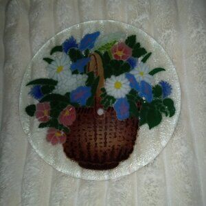 Peggy Karr Fused Glass Nantucket Basket of Flowers